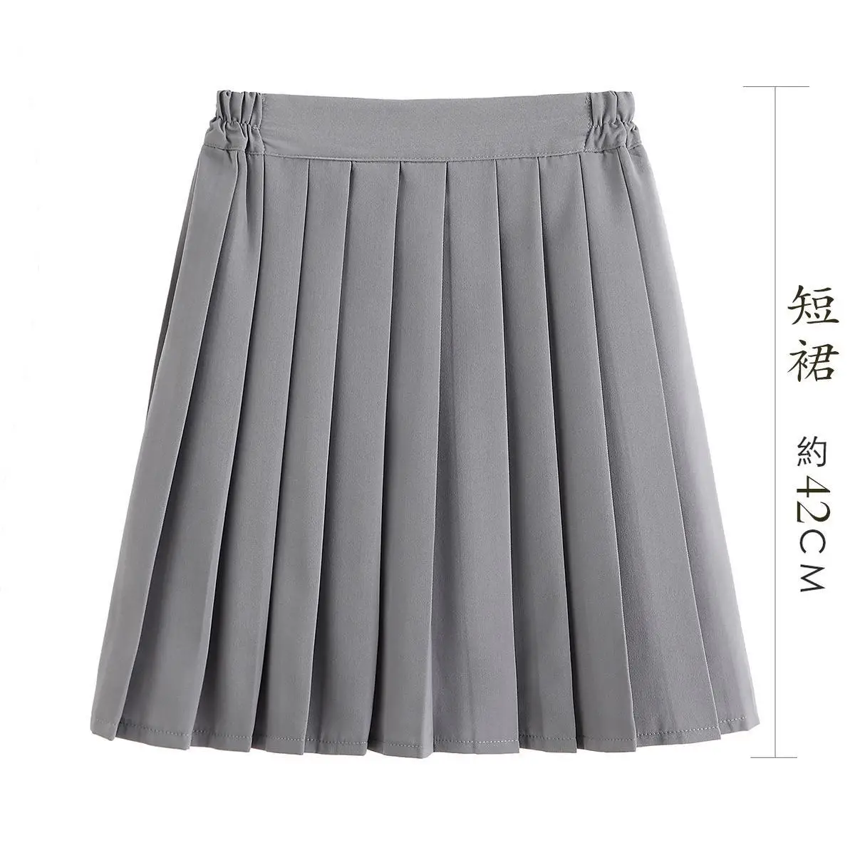 Black Japanese College Skirt with Elastic Waist - Image 4