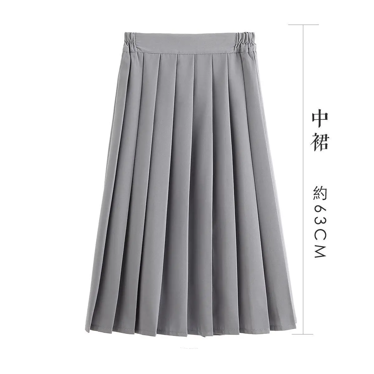 Black Japanese College Skirt with Elastic Waist - Image 5