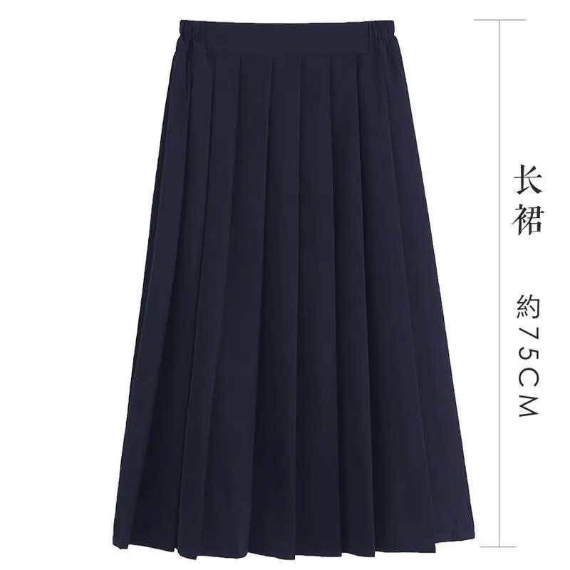 Black Japanese College Skirt with Elastic Waist - Image 9