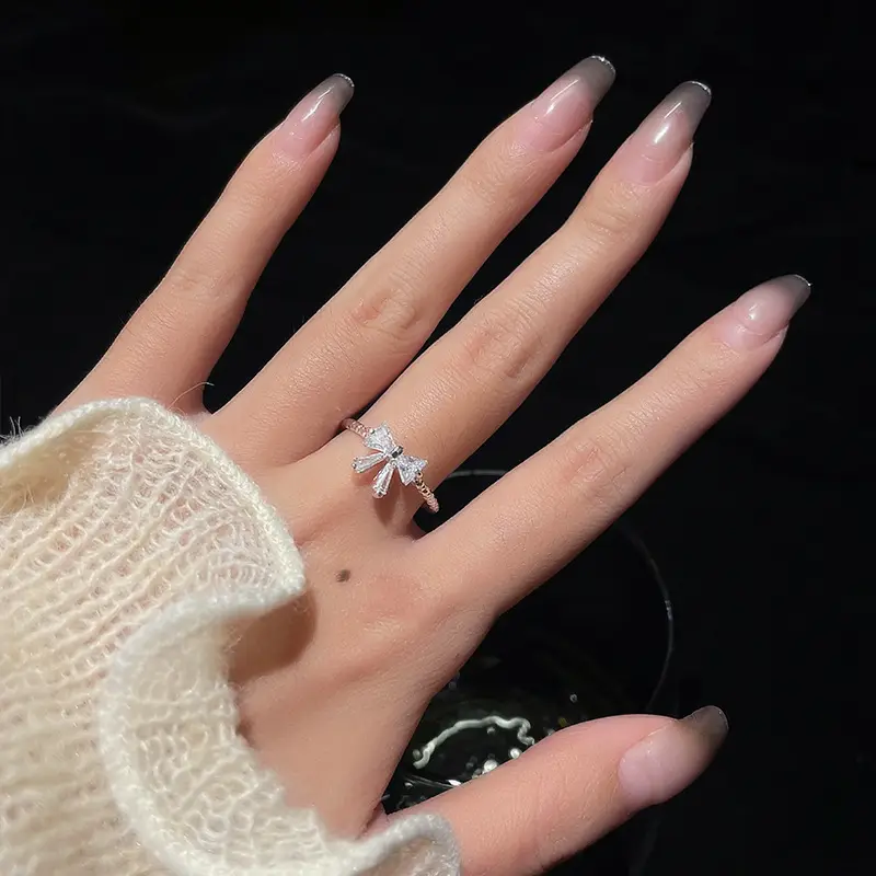 Bow Ring Women's Adjustable Flash Diamond Ring — feature 21
