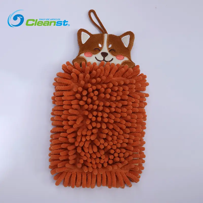 Cute Cat Design Chenille Hand Towel for Kitchen & Bathroom - Image 2