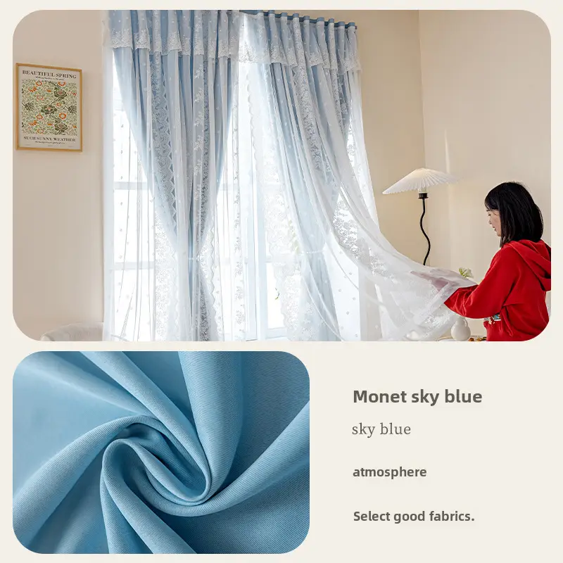 Monet Sky Blue Non-Perforated Curtain Self-Adhesive