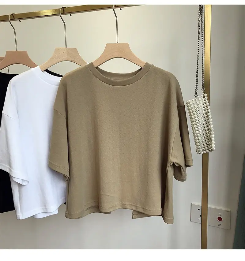 Women Backless T-Shirt White Loose Summer 2025 — feature 5