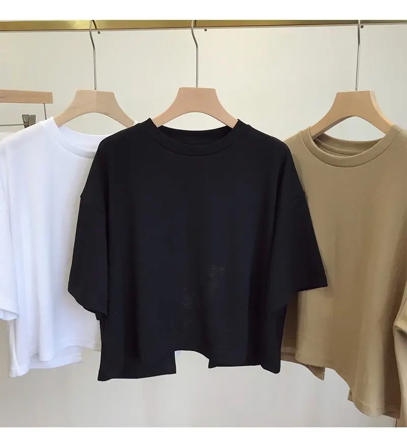 Women Backless T-Shirt White Loose Summer 2025 — feature 9