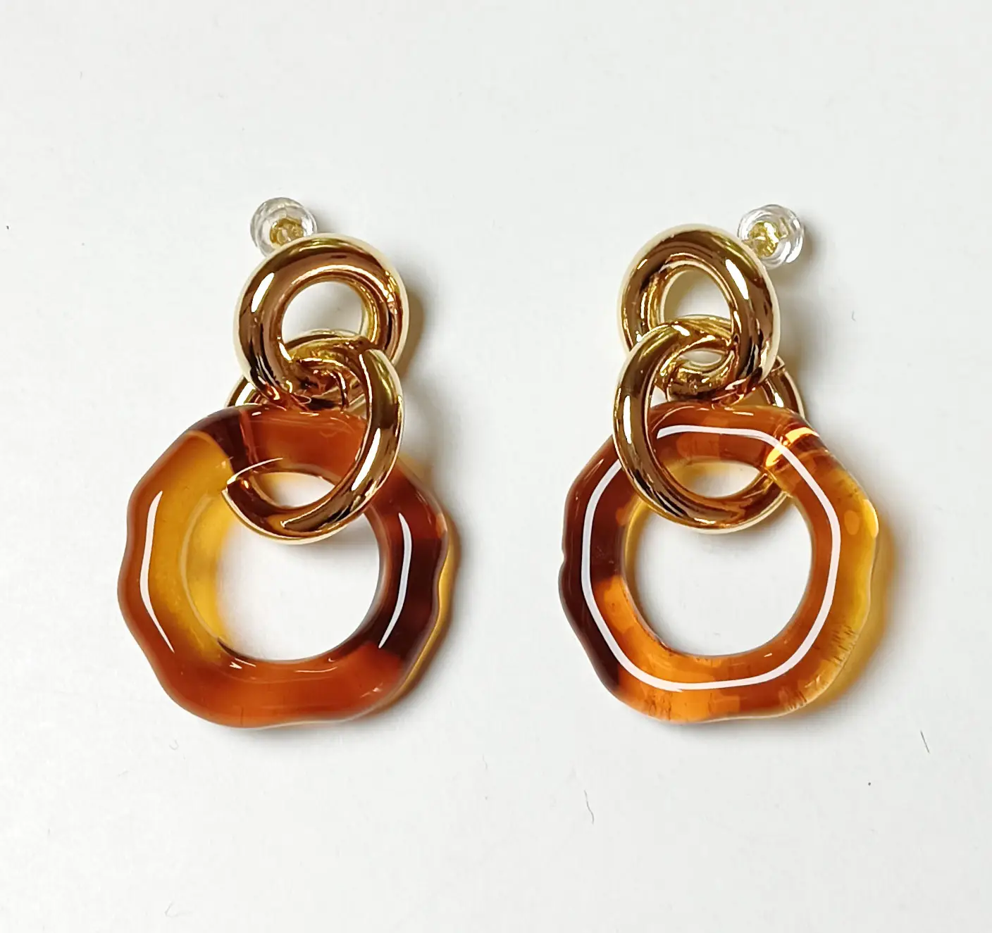 Klein Blue Glass Earrings Women's 18K Gold Plated - Image 2