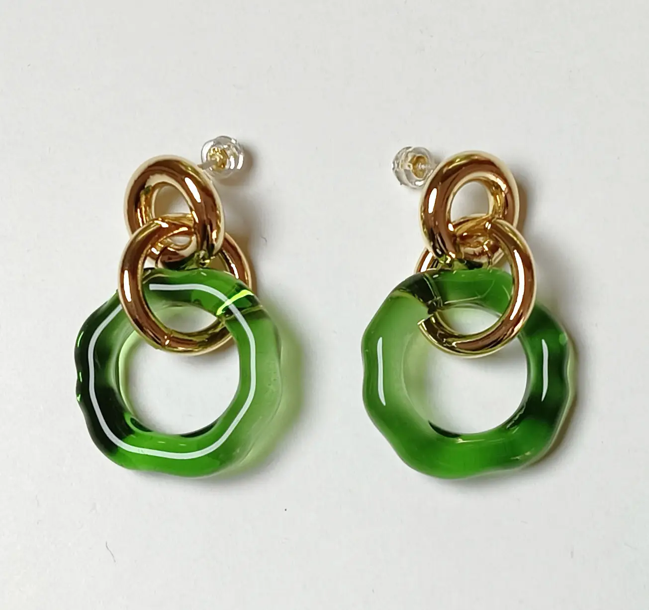 Klein Blue Glass Earrings Women's 18K Gold Plated - Image 3