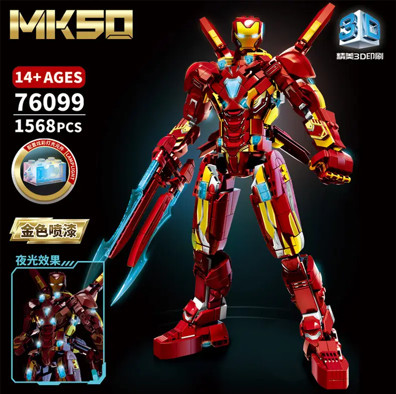 Compatible with Lego steel mecha puzzle assembled building blocks man revenge hero children Boy Toy model cross-border — feature 17
