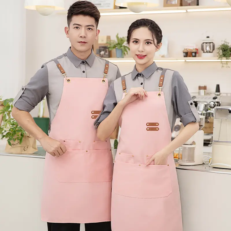 Korean Style Waterproof Apron Orange Gray Workwear - Image 14