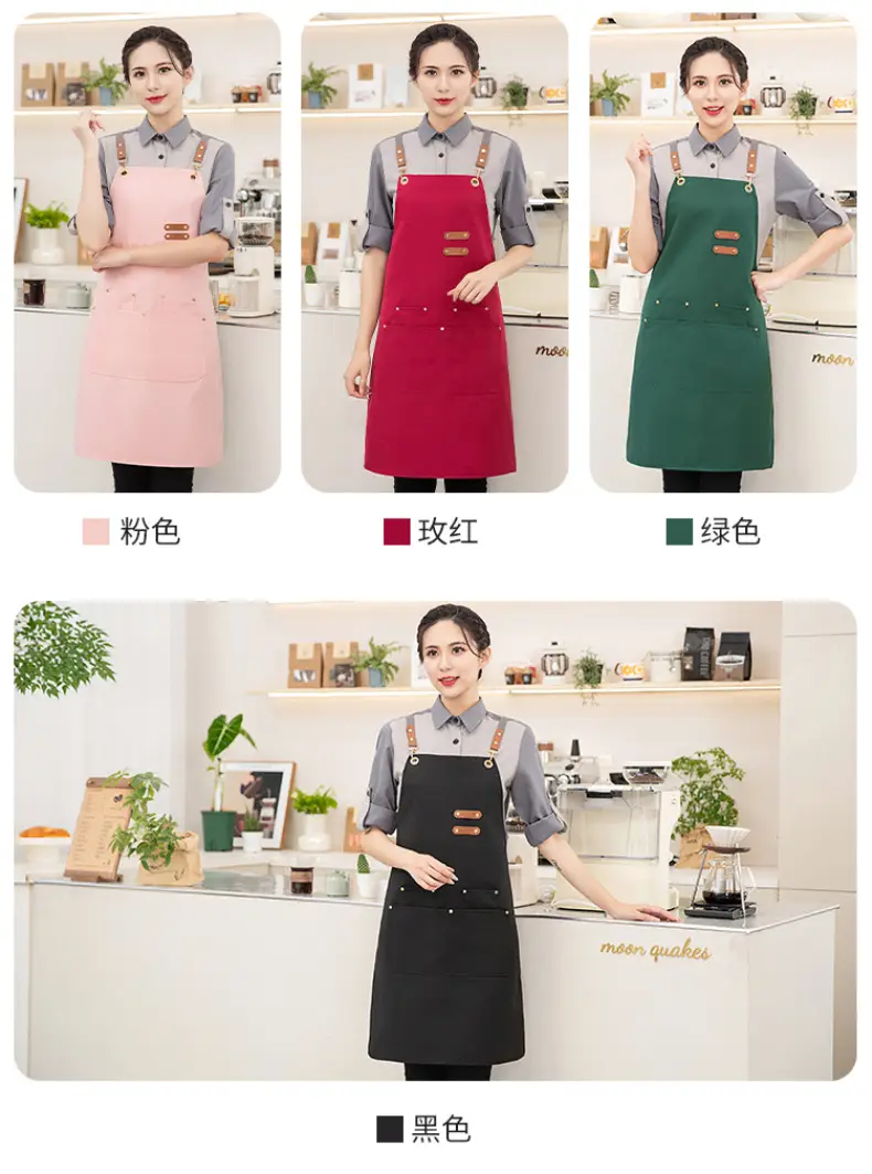 Korean Style Waterproof Apron Orange Gray Workwear — feature 11