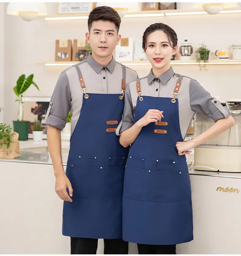 Korean Style Waterproof Apron Orange Gray Workwear — feature 15