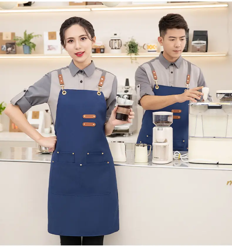 Korean Style Waterproof Apron Orange Gray Workwear — feature 16