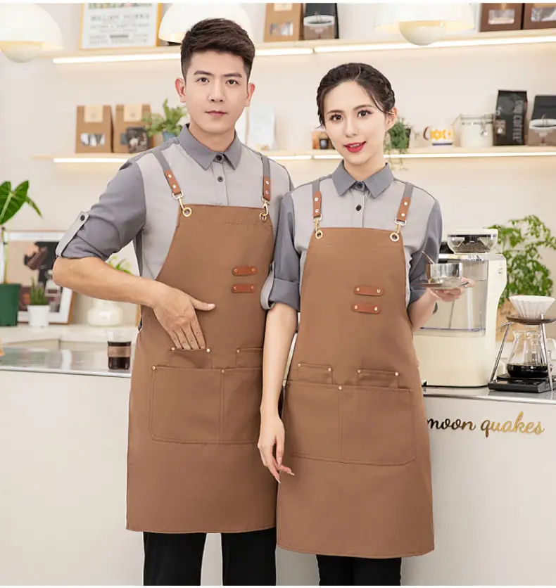 Korean Style Waterproof Apron Orange Gray Workwear — feature 17