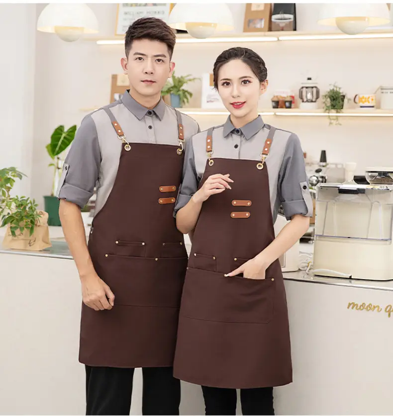 Korean Style Waterproof Apron Orange Gray Workwear — feature 19