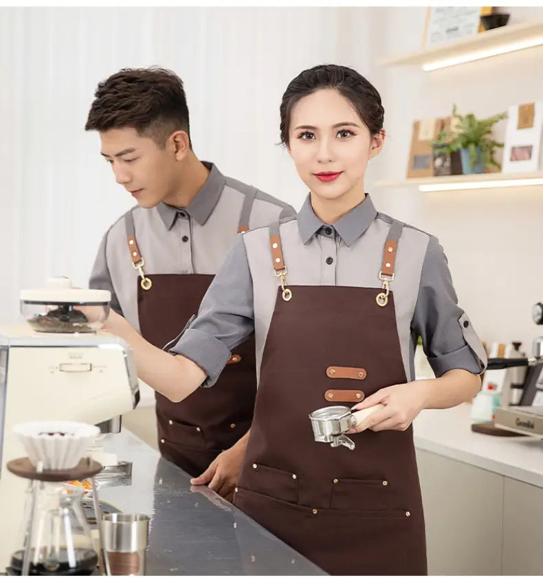 Korean Style Waterproof Apron Orange Gray Workwear — feature 20