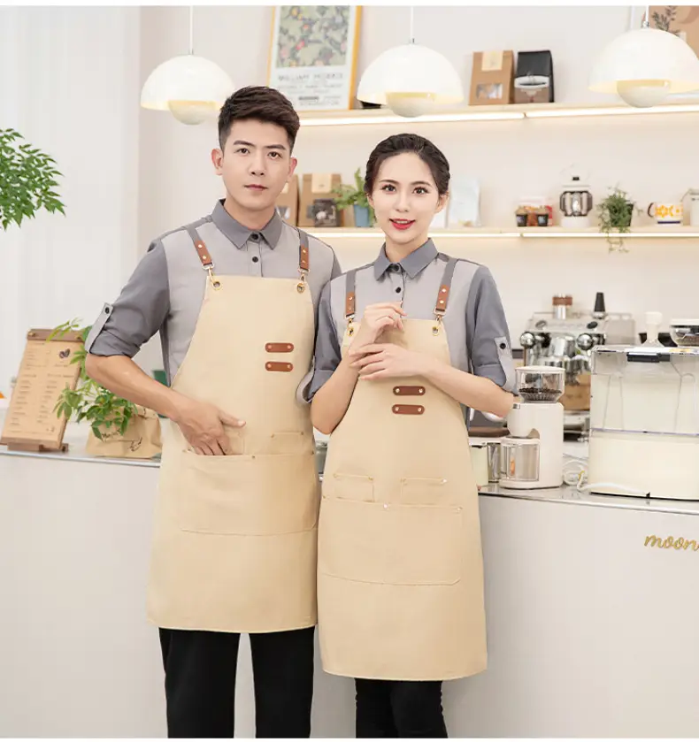 Korean Style Waterproof Apron Orange Gray Workwear — feature 21