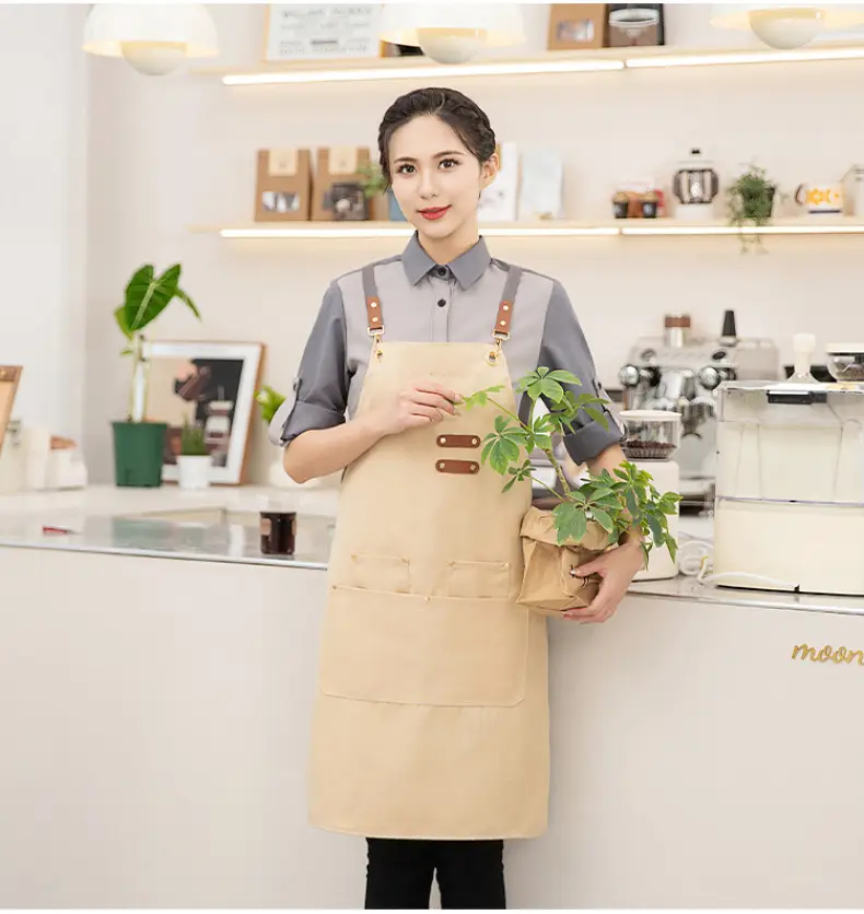 Korean Style Waterproof Apron Orange Gray Workwear — feature 22