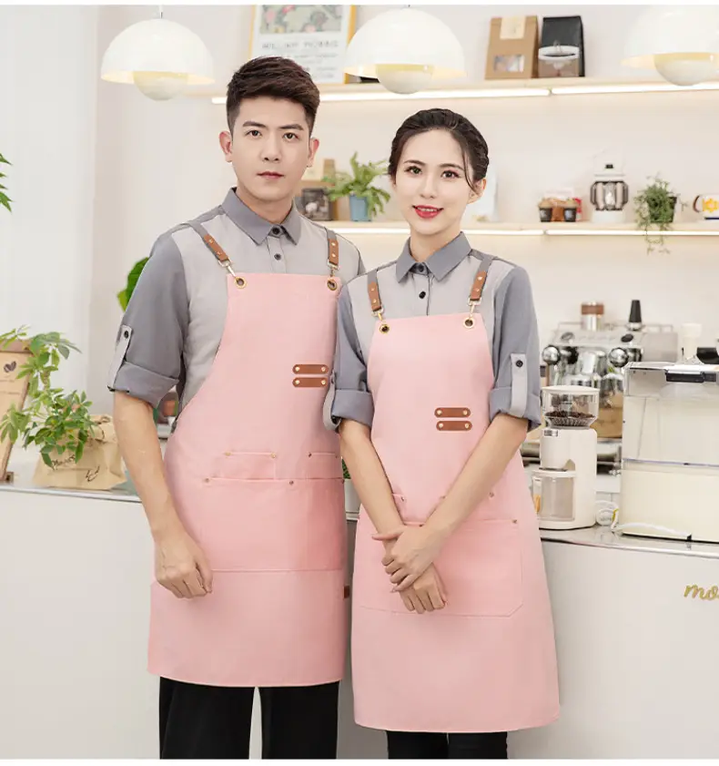 Korean Style Waterproof Apron Orange Gray Workwear — feature 23