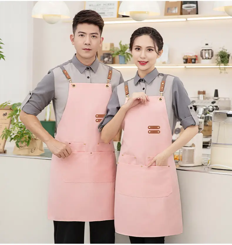 Korean Style Waterproof Apron Orange Gray Workwear — feature 24