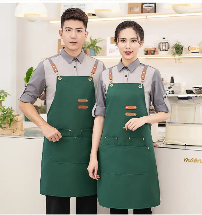 Korean Style Waterproof Apron Orange Gray Workwear — feature 27