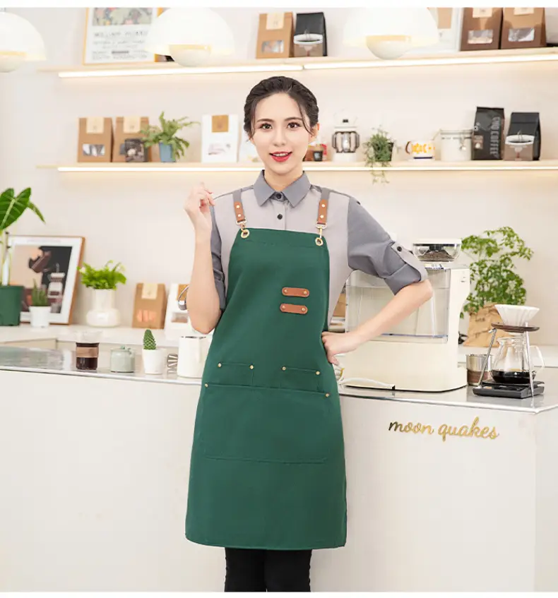 Korean Style Waterproof Apron Orange Gray Workwear — feature 28