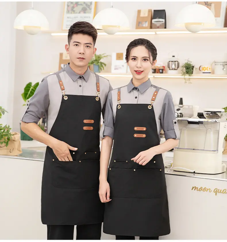 Korean Style Waterproof Apron Orange Gray Workwear — feature 29