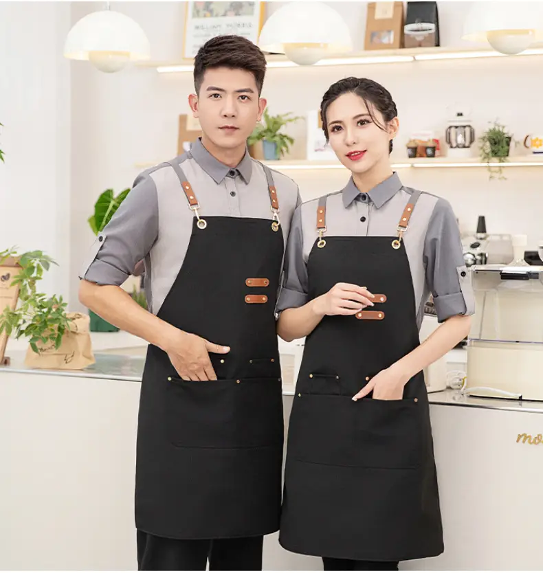 Korean Style Waterproof Apron Orange Gray Workwear — feature 30