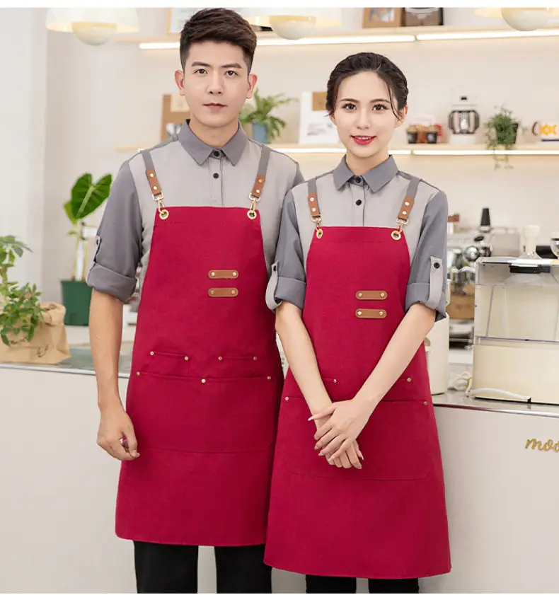 Korean Style Waterproof Apron Orange Gray Workwear — feature 31