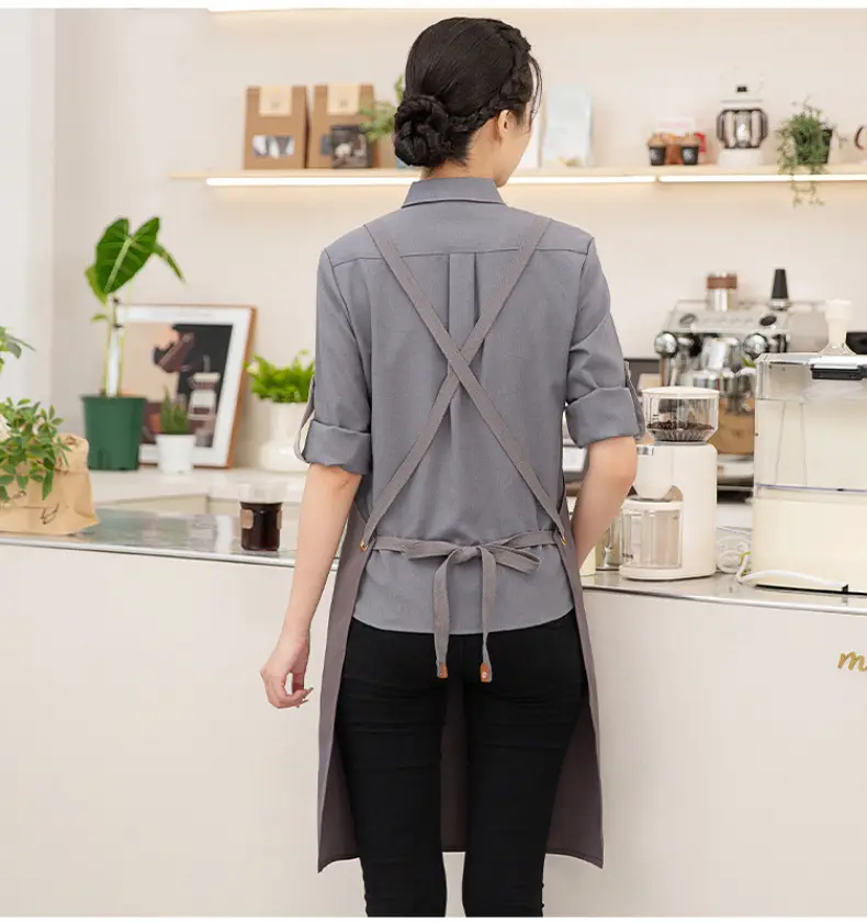 Korean Style Waterproof Apron Orange Gray Workwear — feature 32