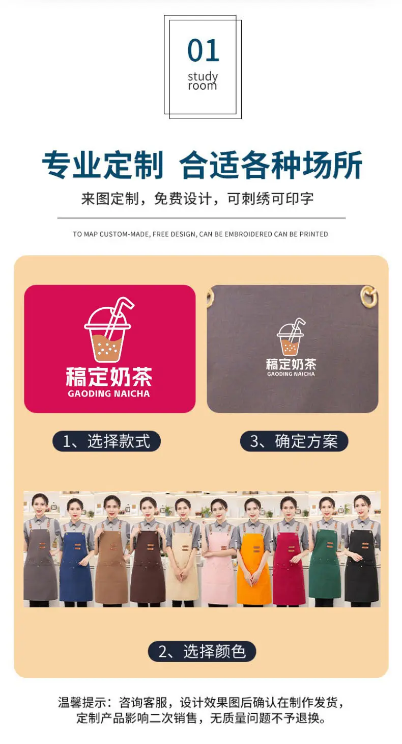 Korean Style Waterproof Apron Orange Gray Workwear — feature 5