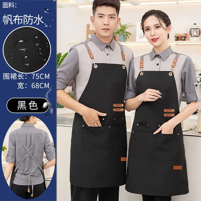 Korean Style Waterproof Apron Orange Gray Workwear - Image 5