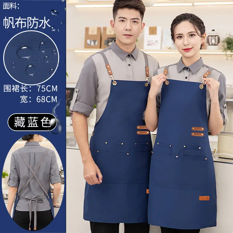 Korean Style Waterproof Apron Orange Gray Workwear - Image 6