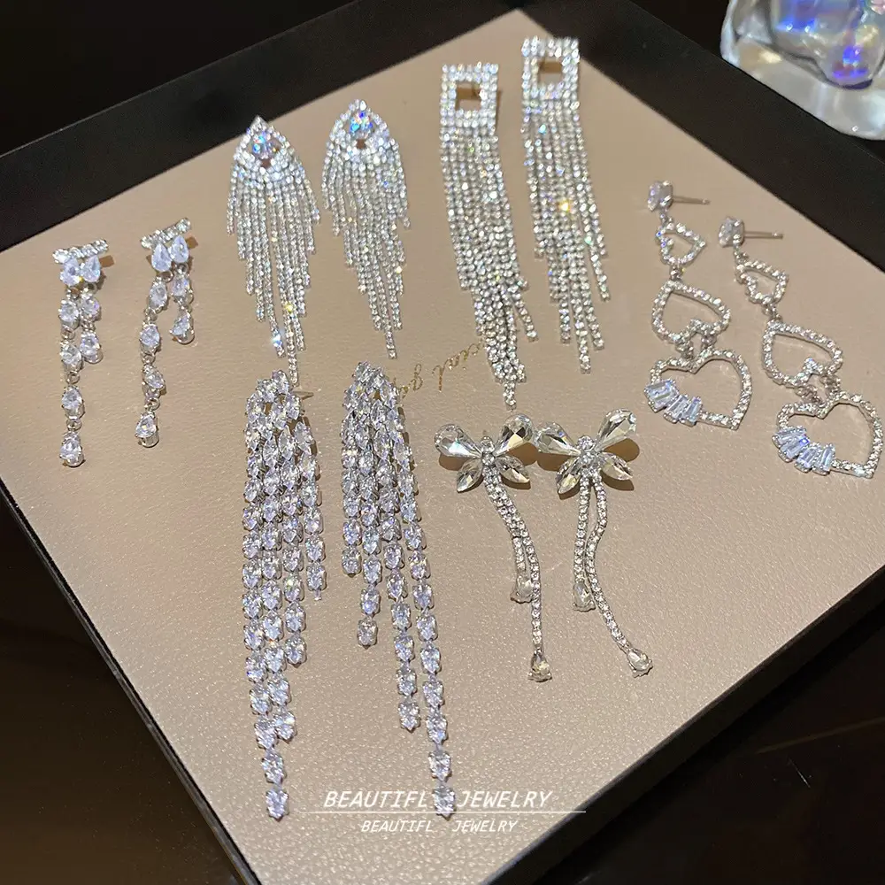 S925 Silver Butterfly Tassel Earrings with Full Diamond Design - Image 35
