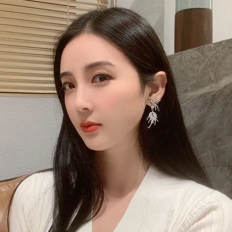 S925 Silver Butterfly Tassel Earrings with Full Diamond Design - Image 37