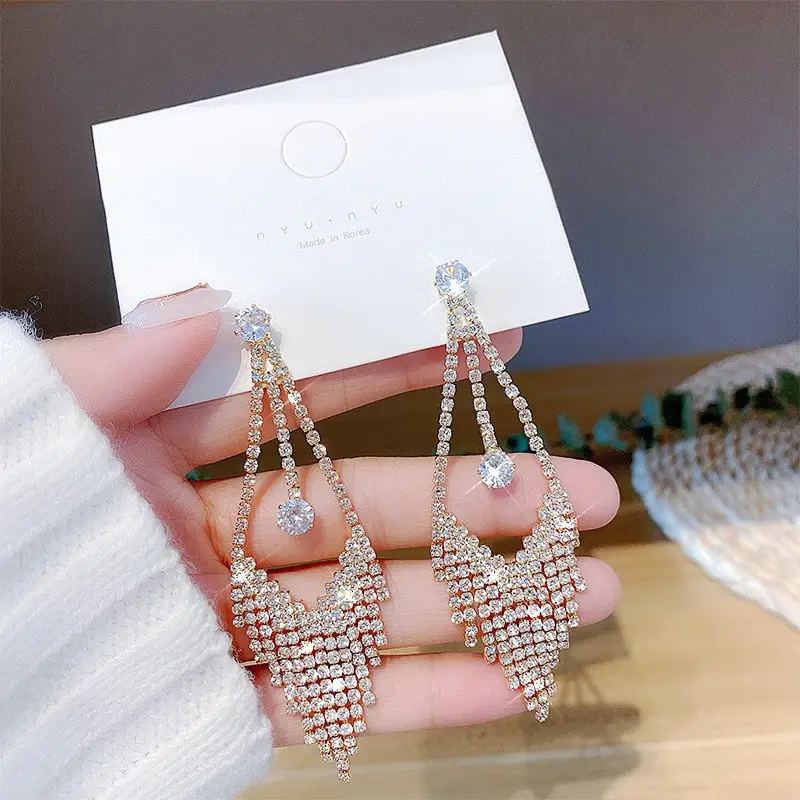 S925 Silver Butterfly Tassel Earrings with Full Diamond Design - Image 10
