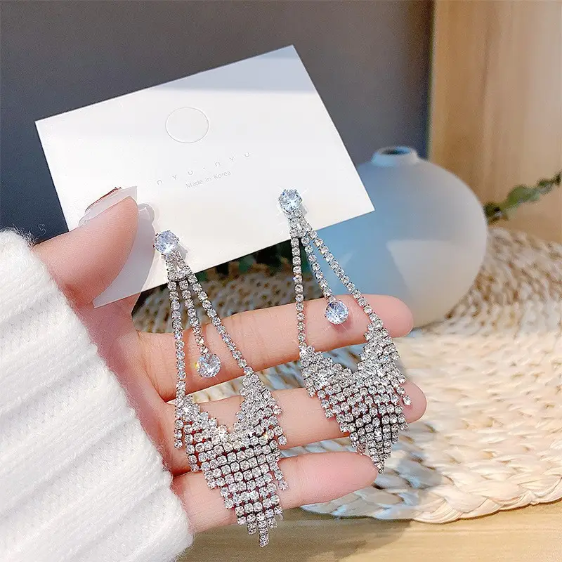 S925 Silver Butterfly Tassel Earrings with Full Diamond Design - Image 11