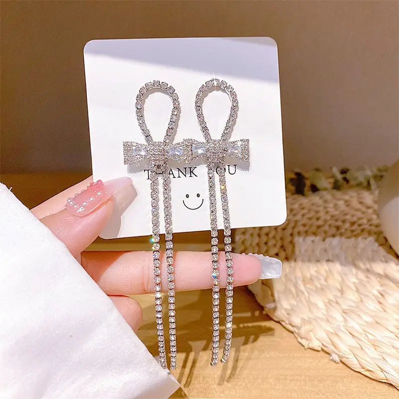 S925 Silver Butterfly Tassel Earrings with Full Diamond Design - Image 14