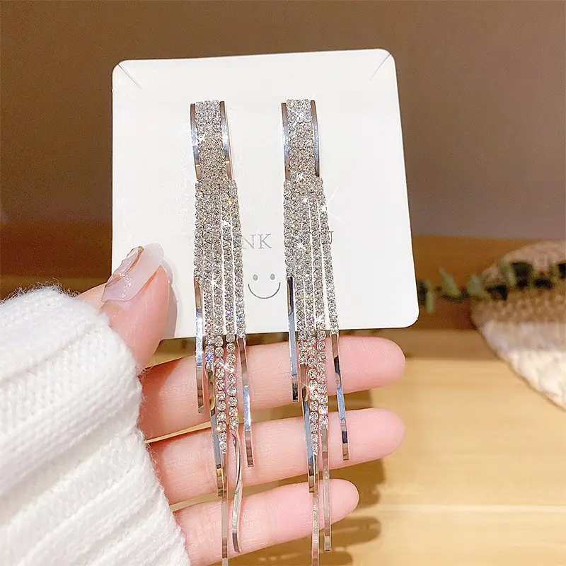 S925 Silver Butterfly Tassel Earrings with Full Diamond Design - Image 16