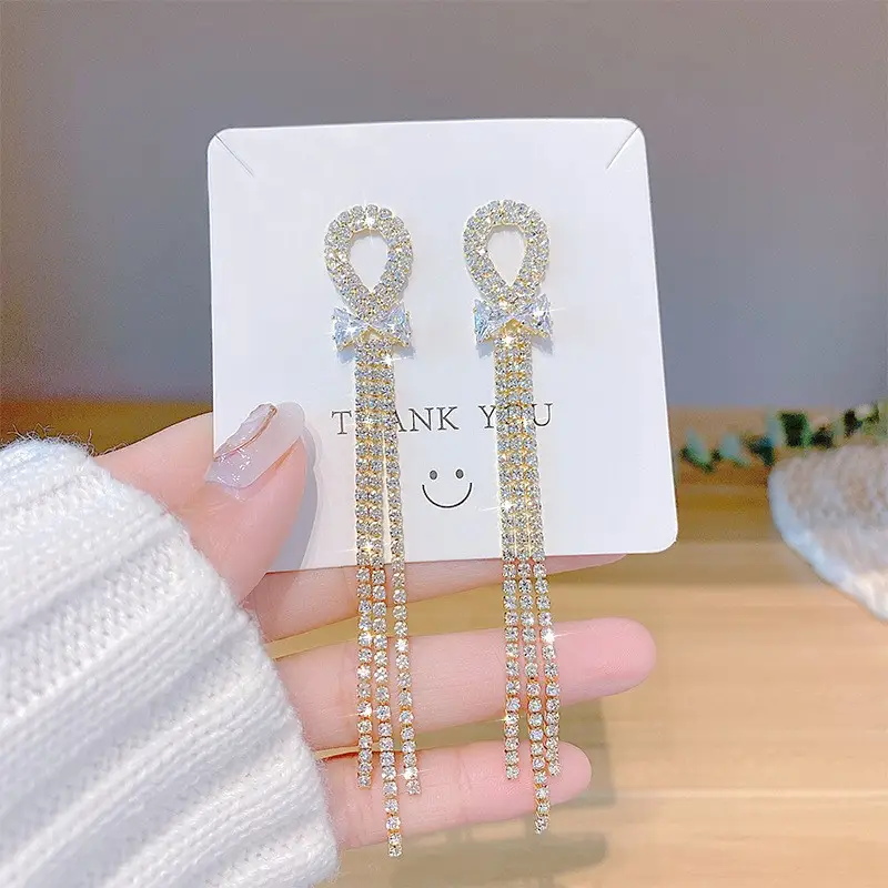S925 Silver Butterfly Tassel Earrings with Full Diamond Design - Image 20