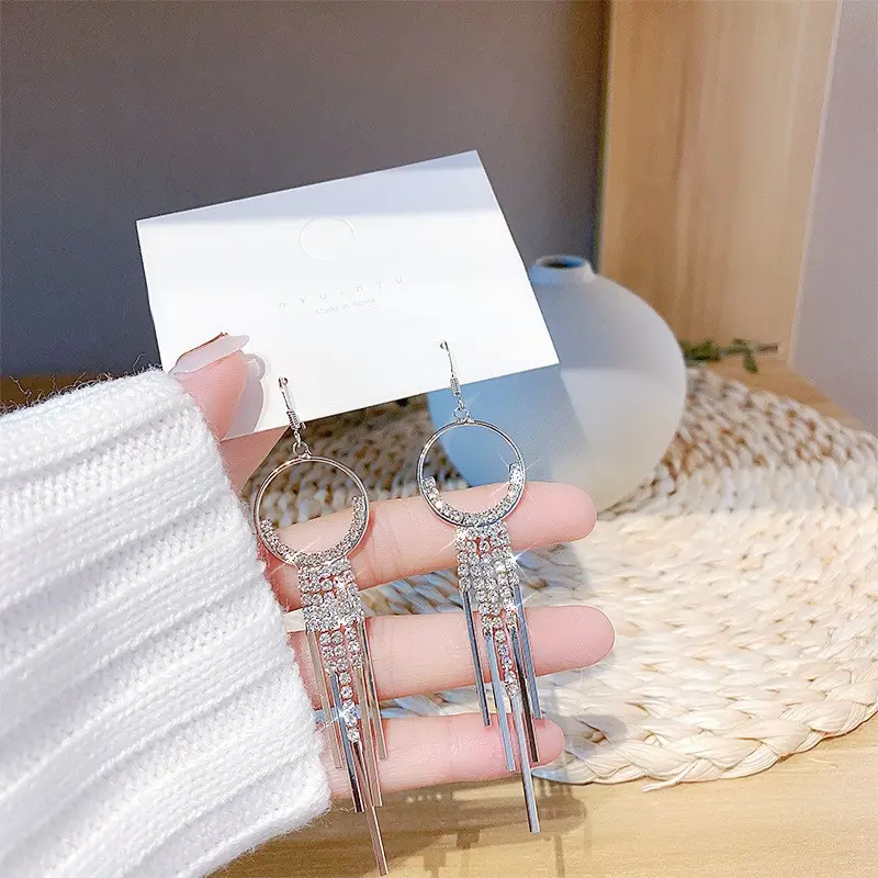 S925 Silver Butterfly Tassel Earrings with Full Diamond Design - Image 8