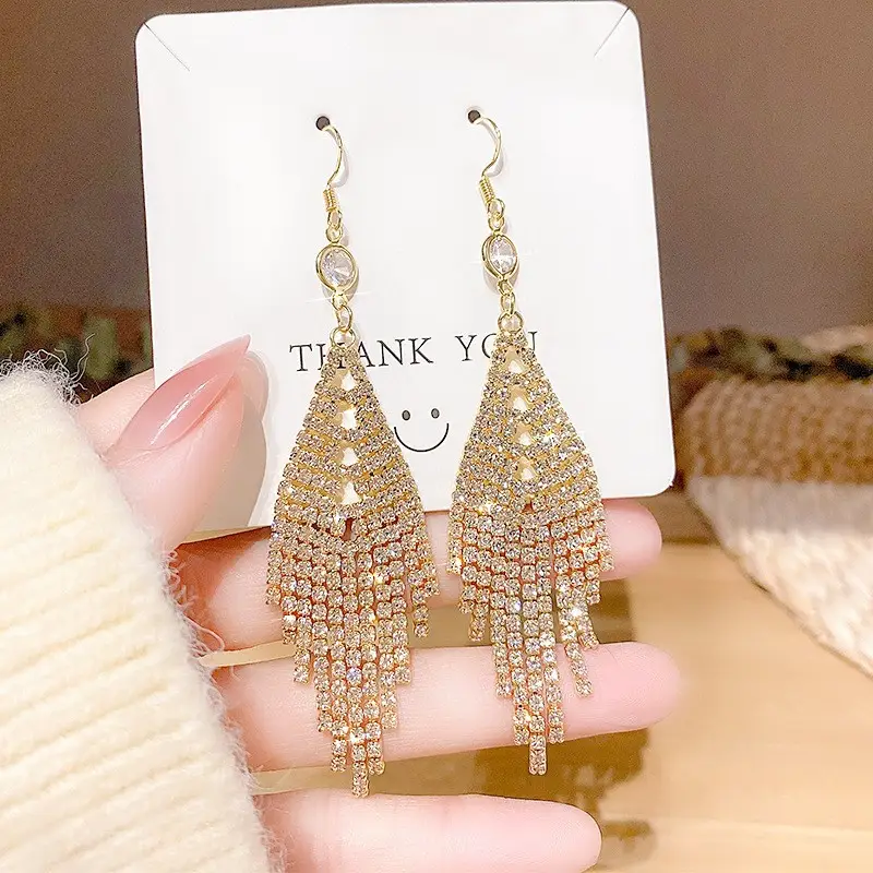 S925 Silver Butterfly Tassel Earrings with Full Diamond Design - Image 9