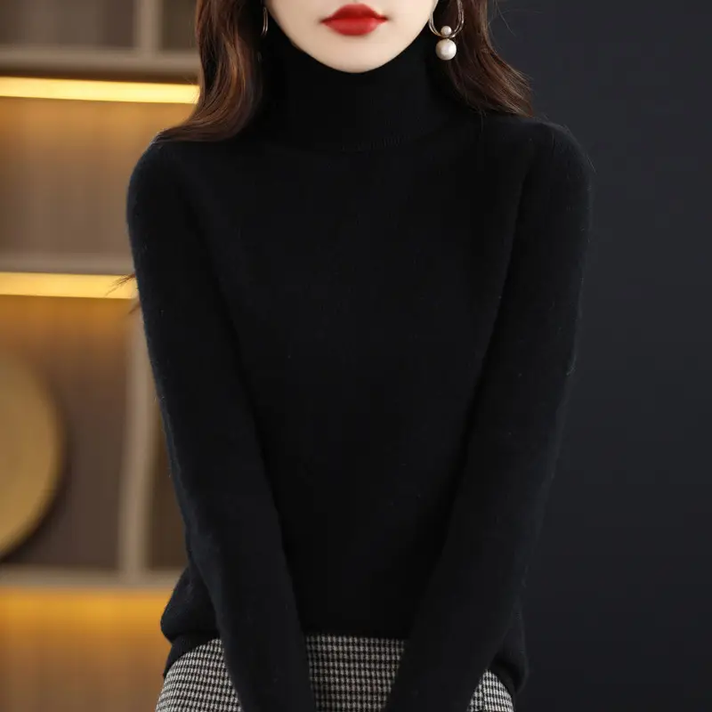 Women's Long Sleeve Warm Base Sweater Solid Color - Image 11