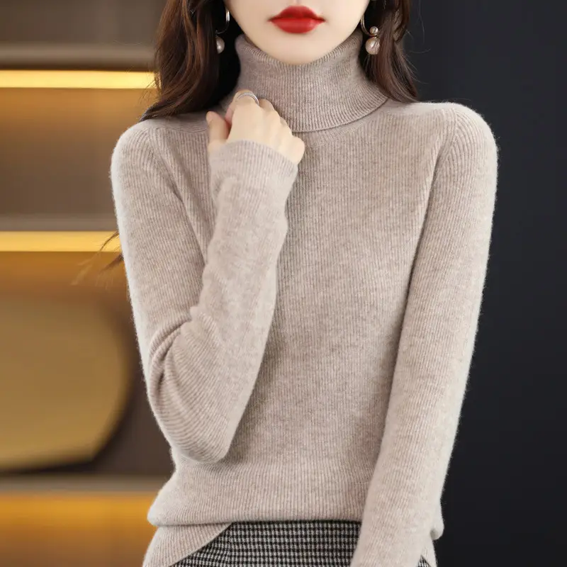Women's Long Sleeve Warm Base Sweater Solid Color - Image 2