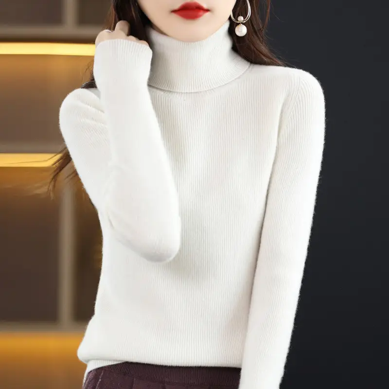 Women's Long Sleeve Warm Base Sweater Solid Color - Image 3