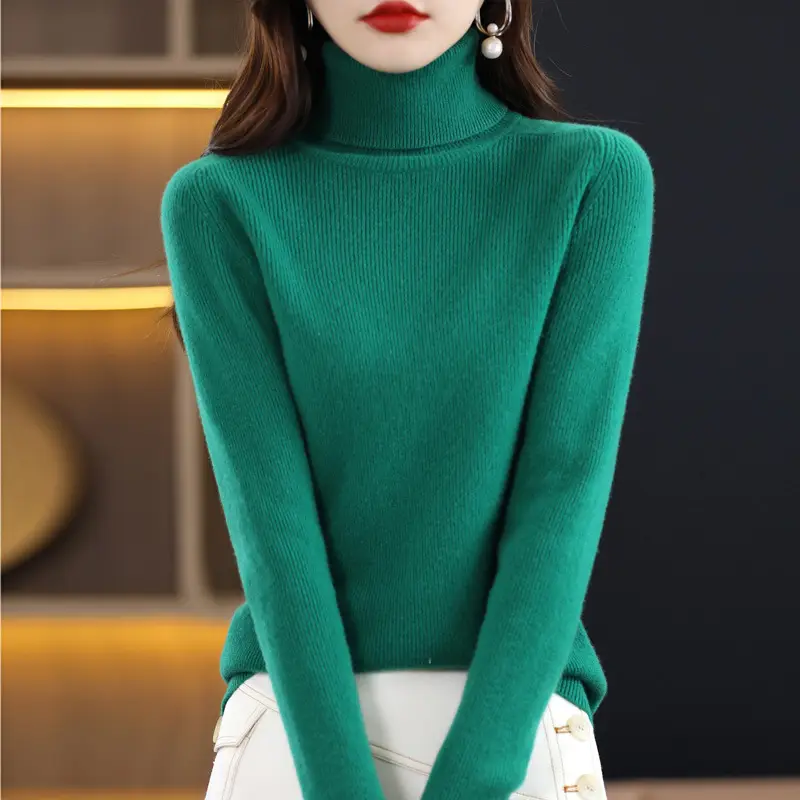 Women's Long Sleeve Warm Base Sweater Solid Color - Image 5