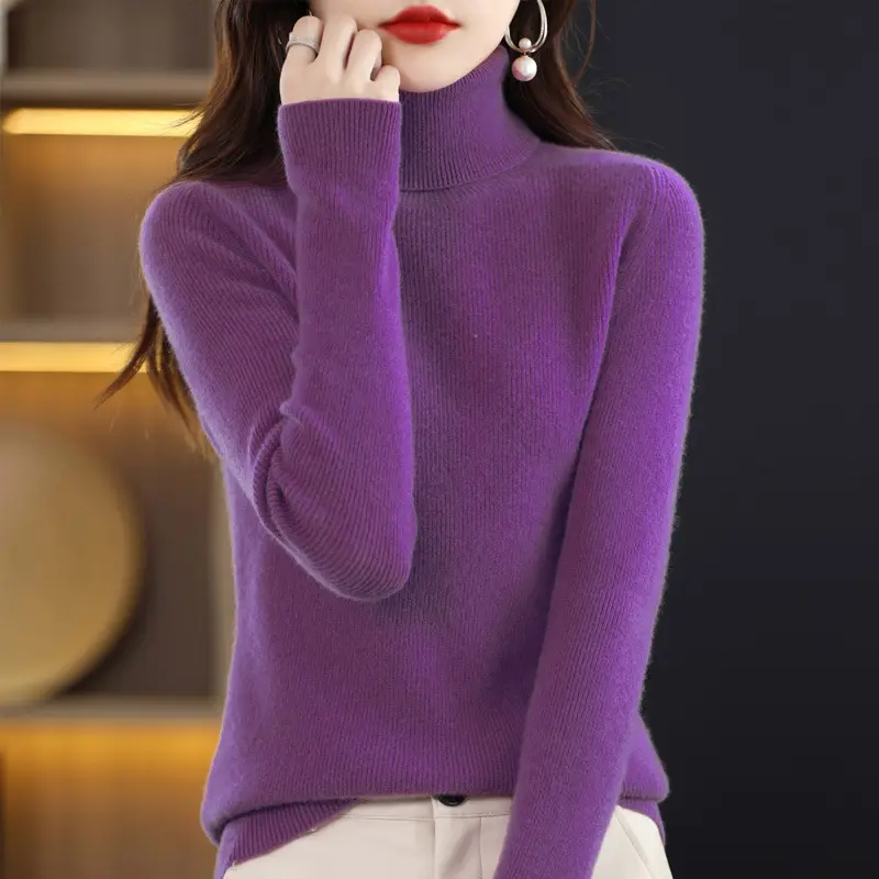 Women's Long Sleeve Warm Base Sweater Solid Color - Image 9