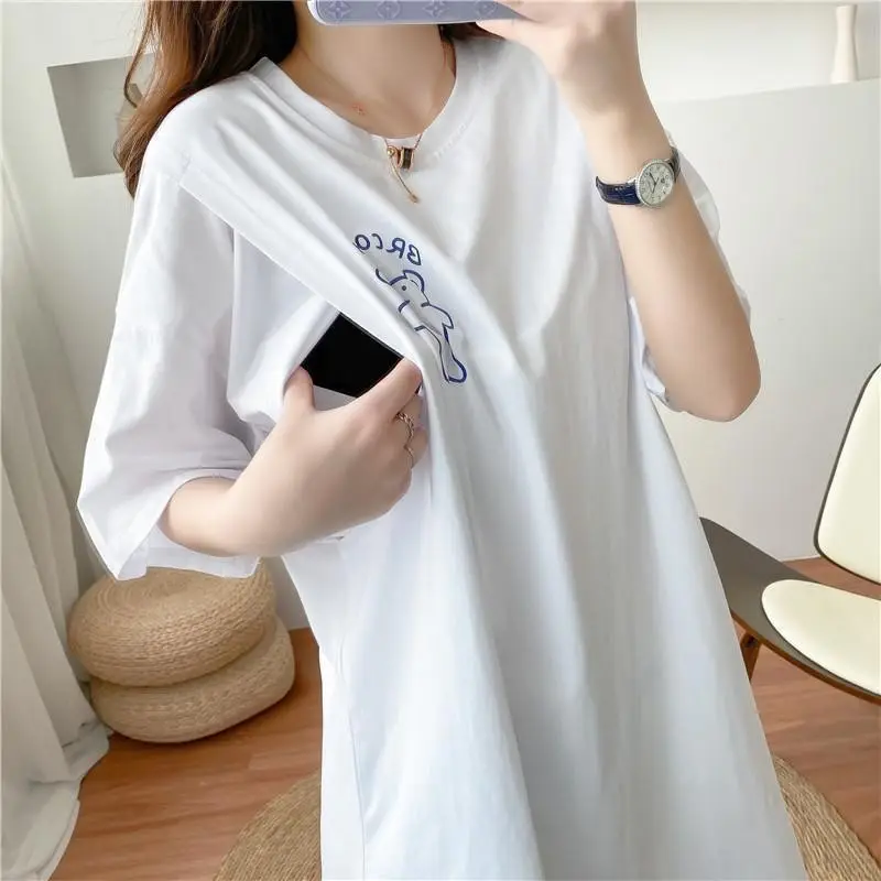 Maternity T-Shirt for Breastfeeding Women Summer Loose Fit — feature 14