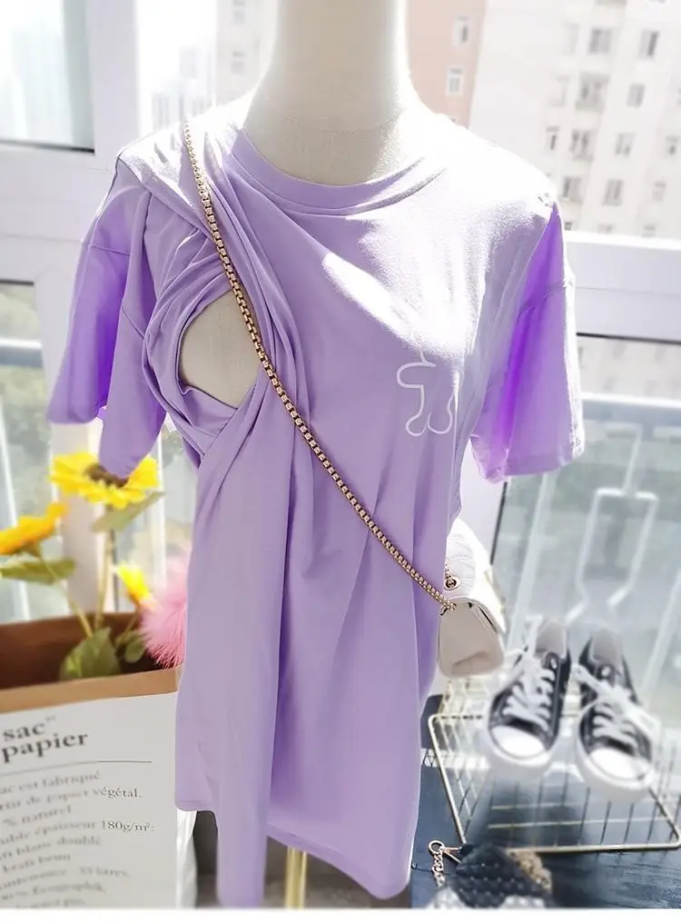 Maternity T-Shirt for Breastfeeding Women Summer Loose Fit — feature 4