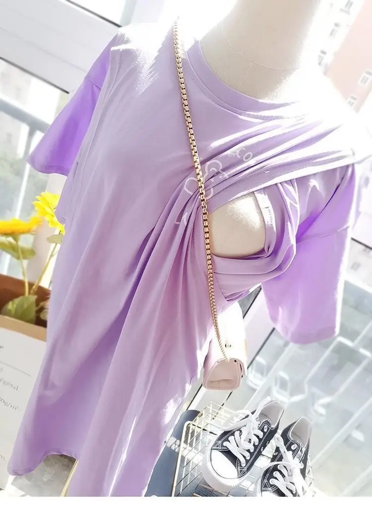 Maternity T-Shirt for Breastfeeding Women Summer Loose Fit — feature 6