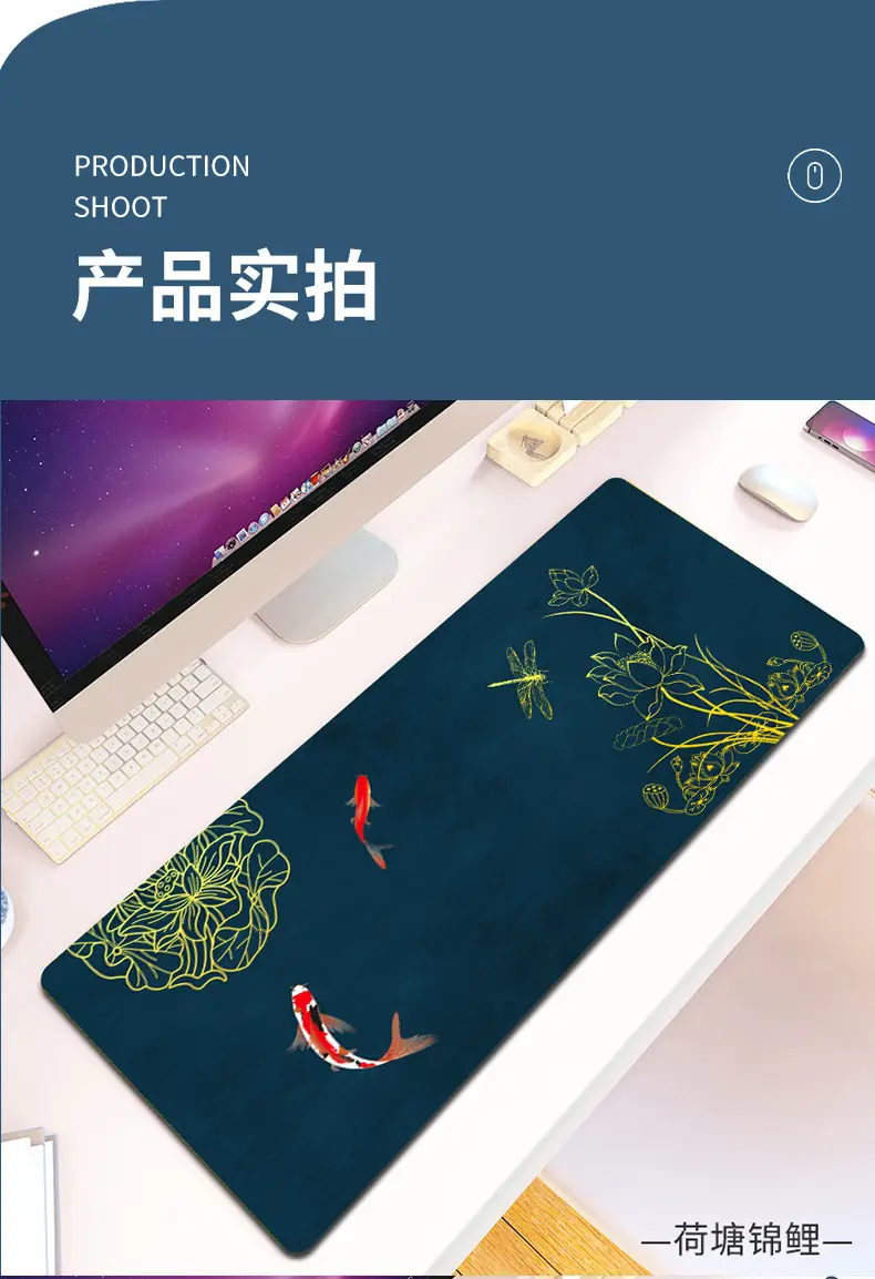 Large Canvas Mouse Pad for Office Desk with Gold Design - Image 20