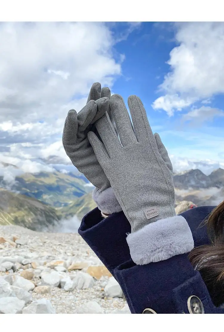 Women Winter Cycling Gloves Velvet Touch Screen Warm Coldproof — feature 11